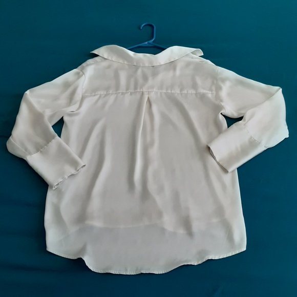 Women's Zara Cream Colored Polyester Long Sleeve Blouse, Size M - Picture 3 of 12